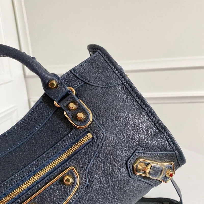 Balenciaga Italian Goat Leather Motorcycle Bag - Royal Blue with Gold Buckle Unisex 38298