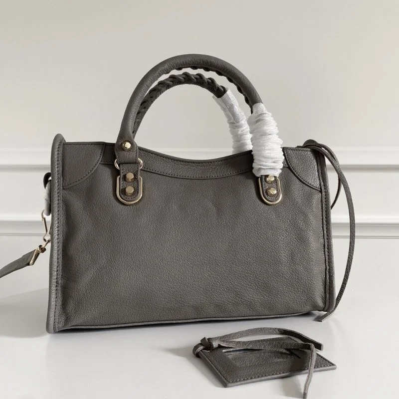 Effortless Balenciaga Italian Goat Leather Motorcycle Bag with Gold Studs 38321