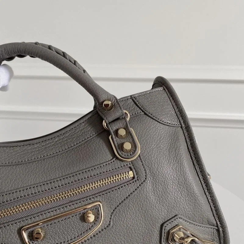 Effortless Balenciaga Italian Goat Leather Motorcycle Bag with Gold Studs 38321