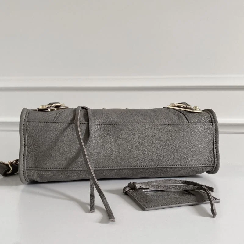 Effortless Balenciaga Italian Goat Leather Motorcycle Bag with Gold Studs 38321