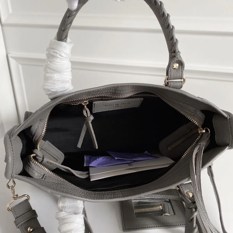 Effortless Balenciaga Italian Goat Leather Motorcycle Bag with Gold Studs 38321