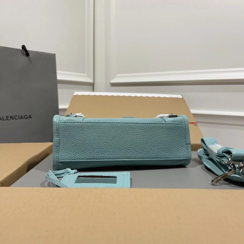 Balenciaga Lake Blue Goat Leather Motorcycle Bag with Mirror TopPick 38295