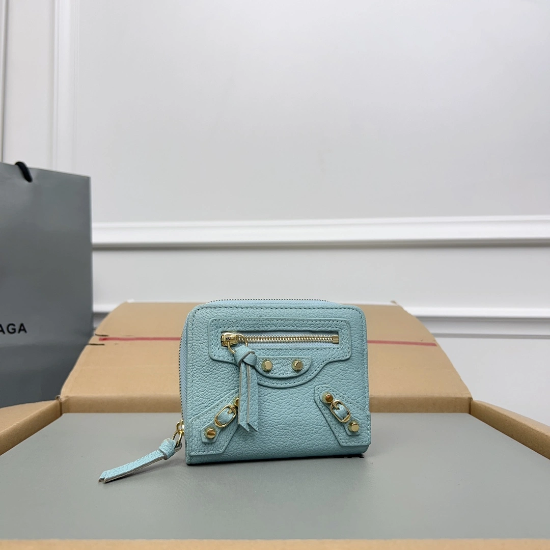 Balenciaga Lake Green Retro Goat Leather  Wallet Effortless 60838