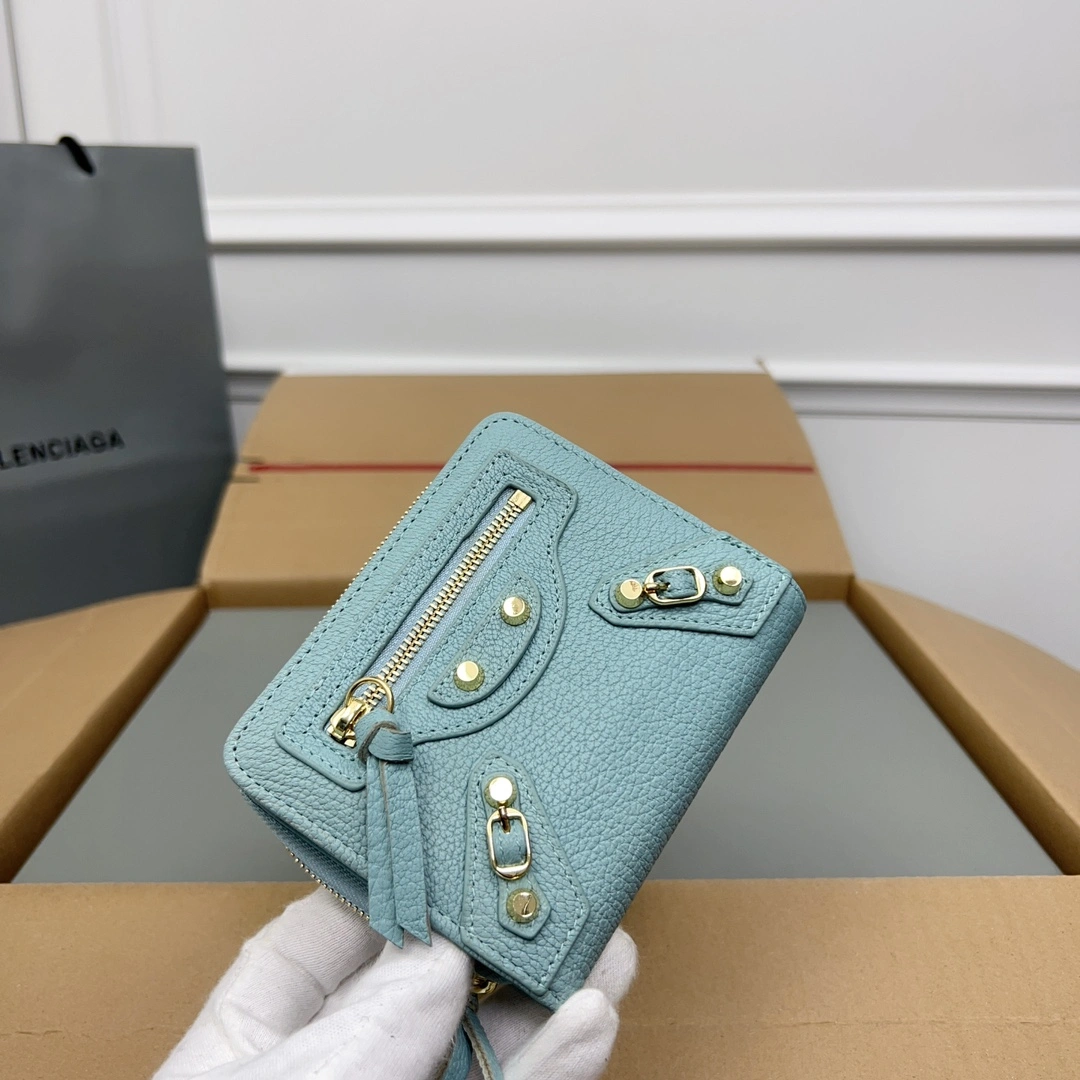 Balenciaga Lake Green Retro Goat Leather  Wallet Effortless 60838