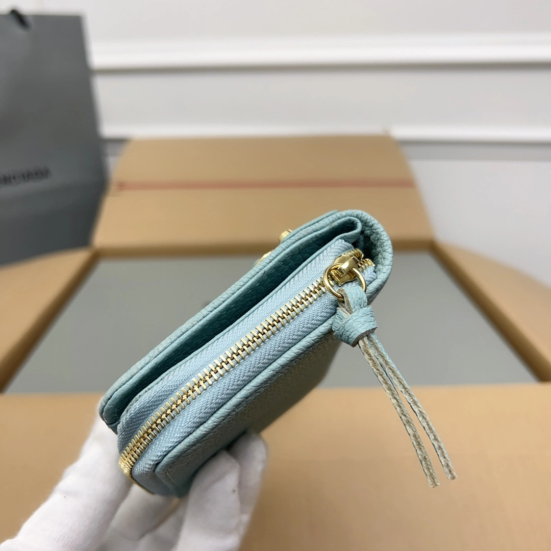 Balenciaga Lake Green Retro Goat Leather  Wallet Effortless 60838
