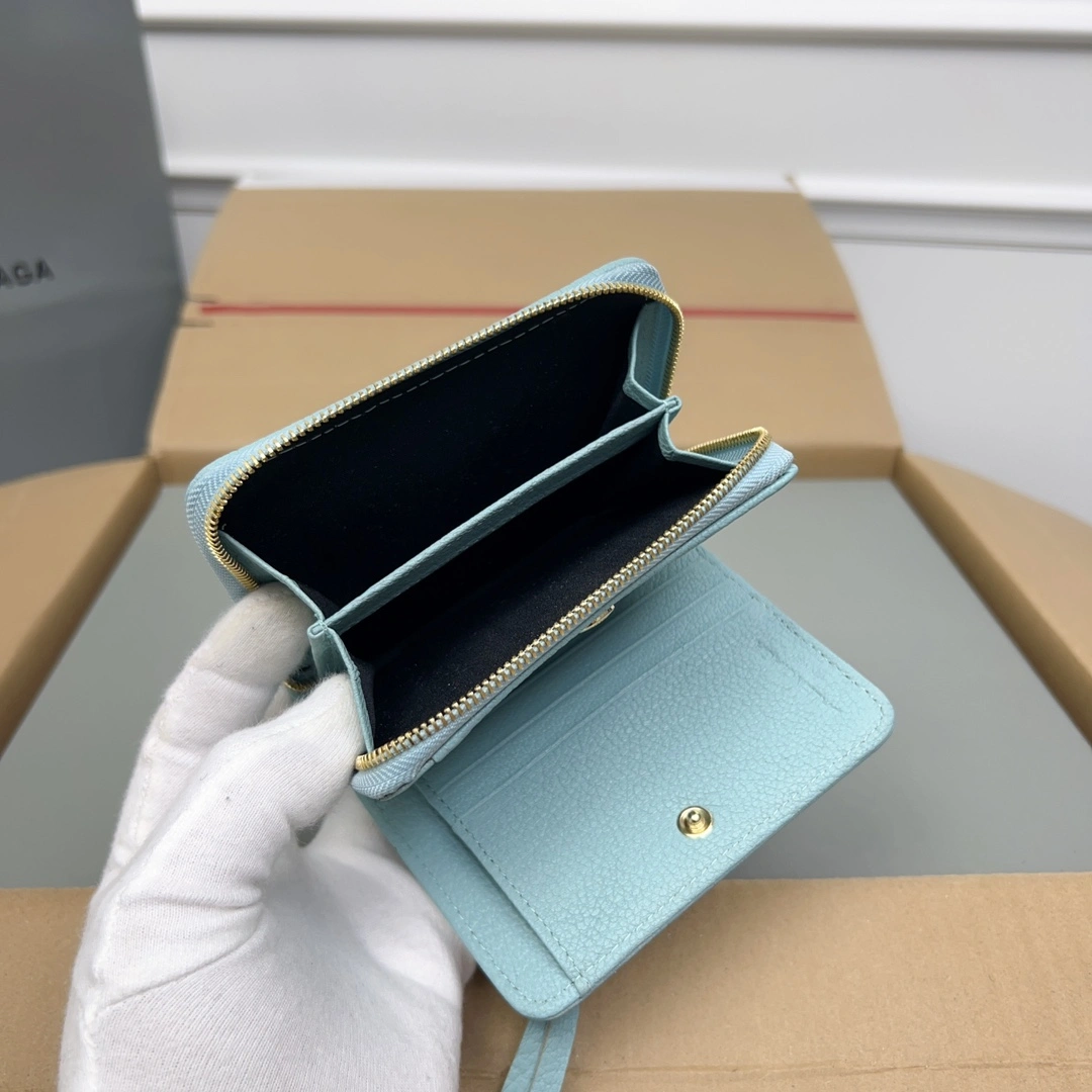 Balenciaga Lake Green Retro Goat Leather  Wallet Effortless 60838