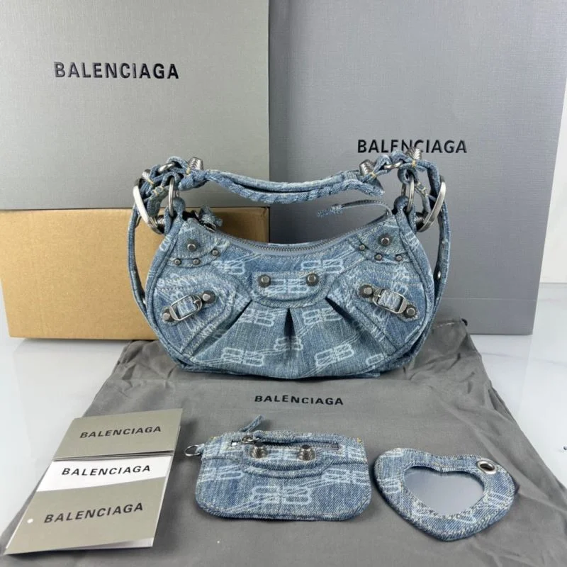 Balenciaga Le Cagole  Denim Half-Moon Bag Elegant 38396