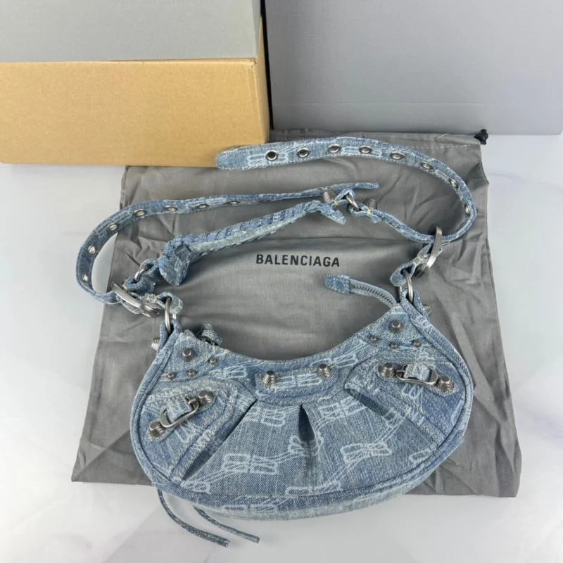 Balenciaga Le Cagole  Denim Half-Moon Bag Elegant 38396