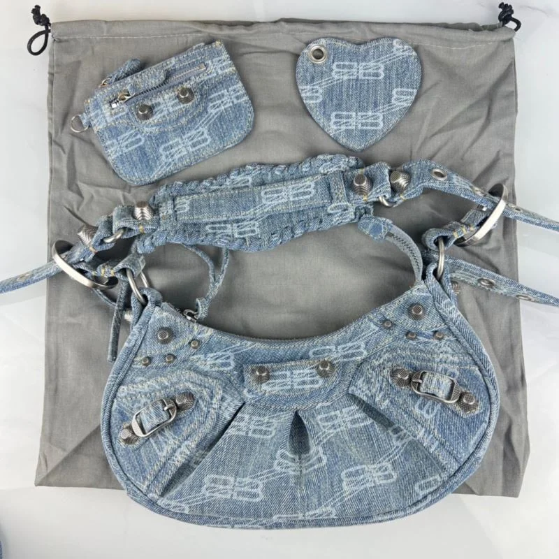 Balenciaga Le Cagole  Denim Half-Moon Bag Elegant 38396