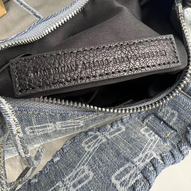 Balenciaga Le Cagole  Denim Half-Moon Bag Elegant 38396