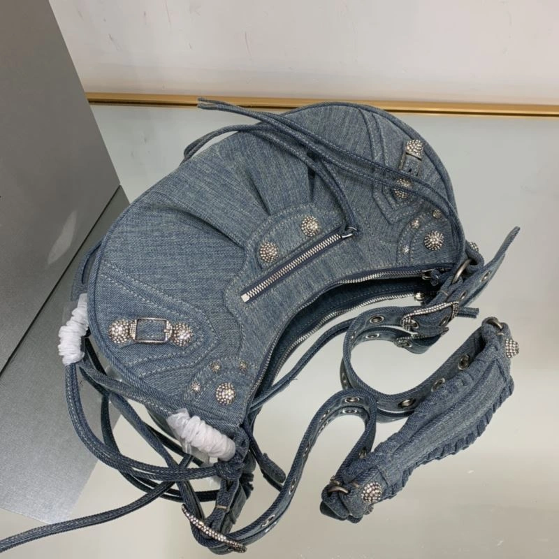 UrbanStyle Balenciaga Le Cagole Crescent Denim Dumpling Bag - Size S 78835