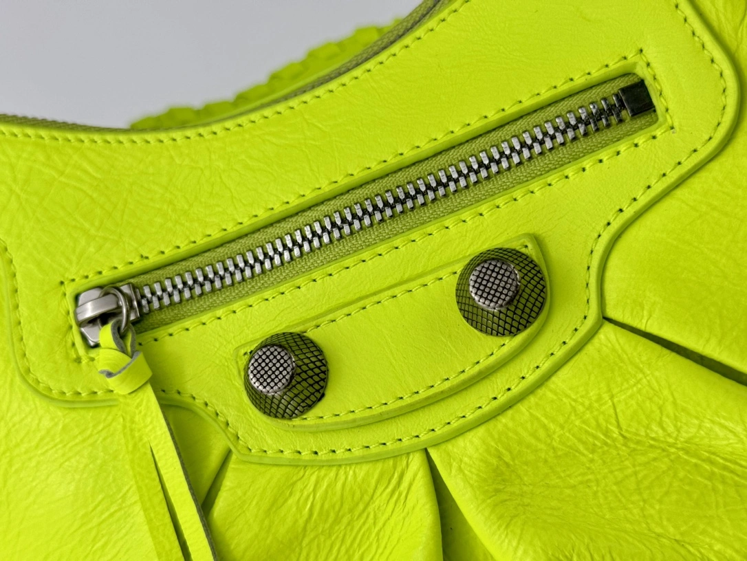 Soft Balenciaga Le Cagole Crescent Dumpling Bag in Fluorescent Green 61072