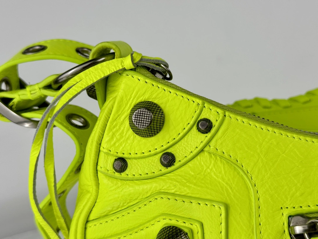 Soft Balenciaga Le Cagole Crescent Dumpling Bag in Fluorescent Green 61072