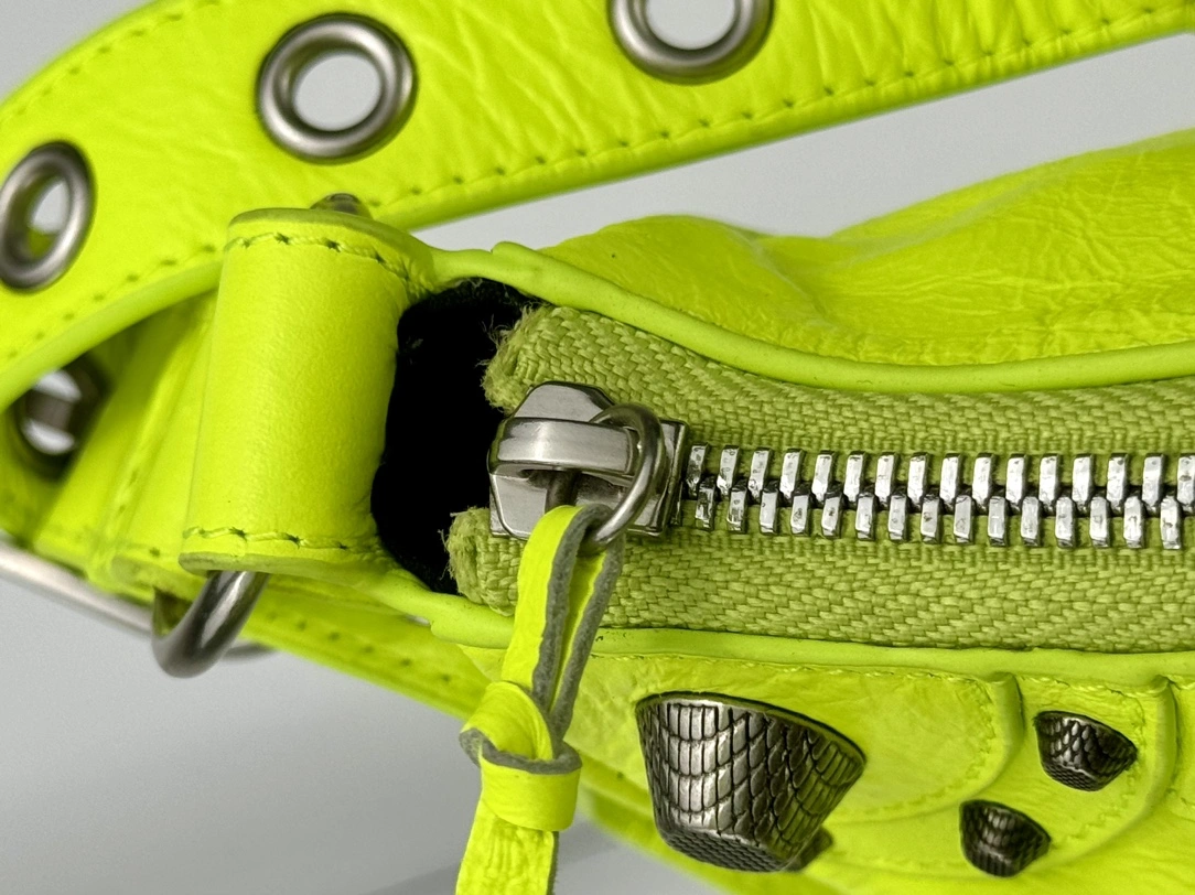 Soft Balenciaga Le Cagole Crescent Dumpling Bag in Fluorescent Green 61072