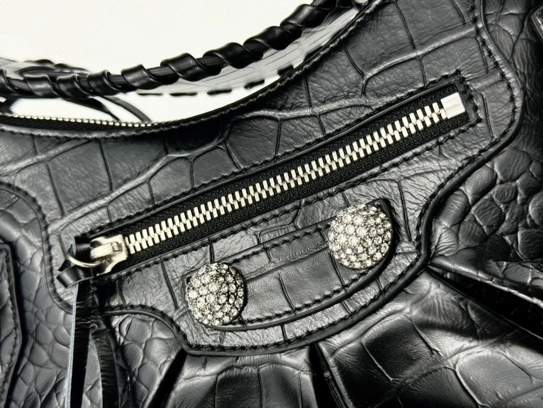 Balenciaga Le Cagole Crocodile-Embossed Half-Moon Bag Bold 61070