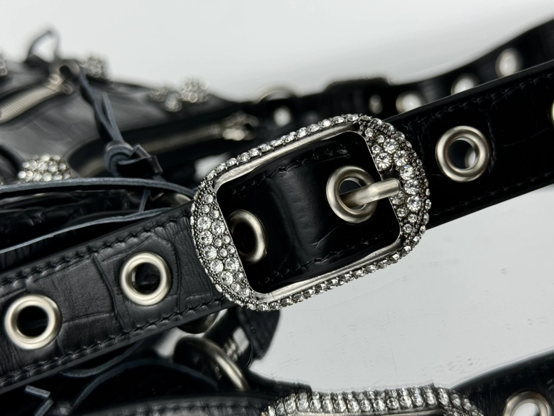 Balenciaga Le Cagole Crocodile-Embossed Half-Moon Bag Bold 61070