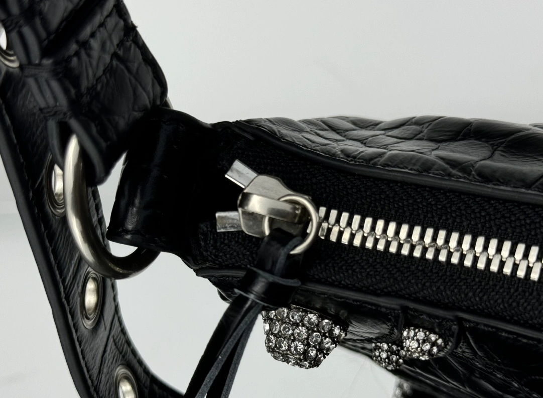 Balenciaga Le Cagole Crocodile-Embossed Half-Moon Bag Bold 61070