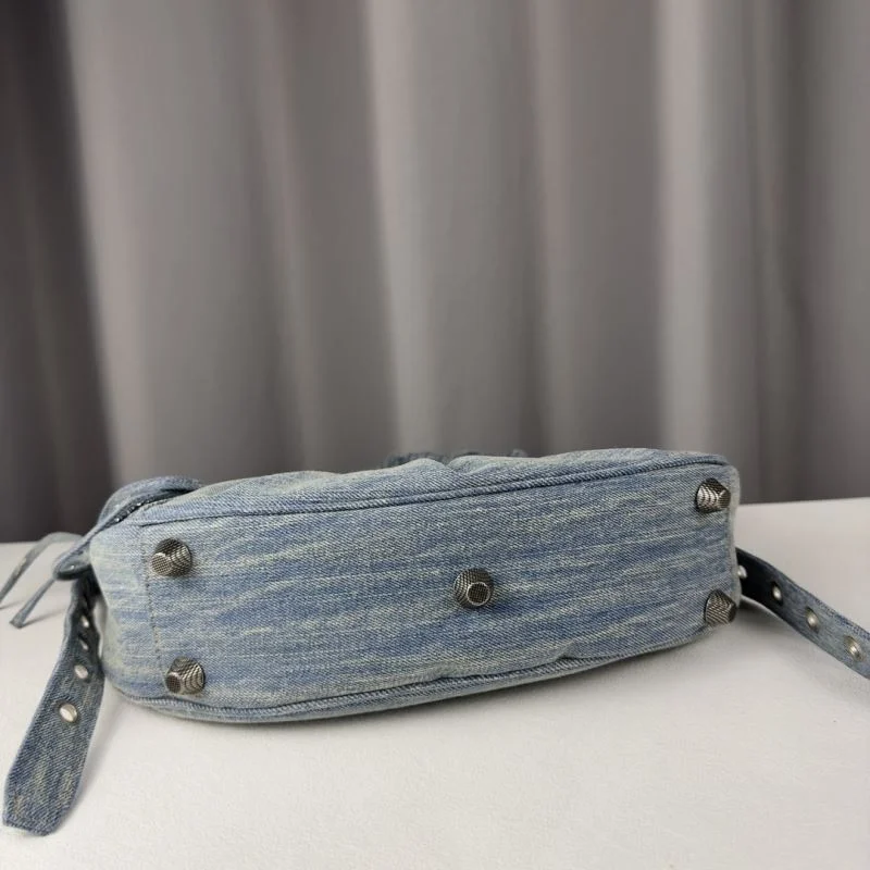 Balenciaga Le Cagole Denim Half-Moon Shoulder Bag SmoothTexture 38382