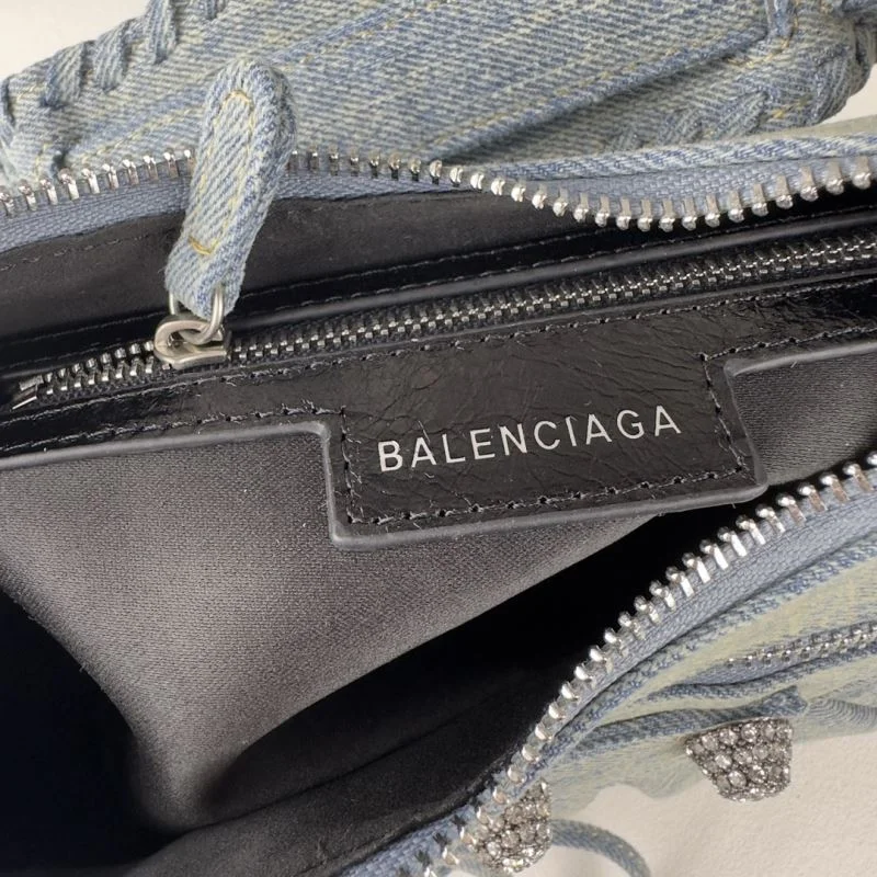 Balenciaga Le Cagole Denim Half-Moon Shoulder Bag SmoothTexture 38382