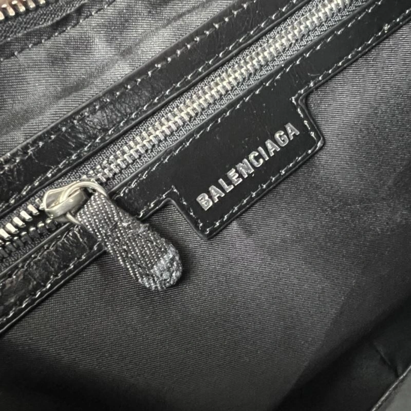 Balenciaga Le Cagole Denim Print Crescent Bag with Mirror Pouch Sleek 78827