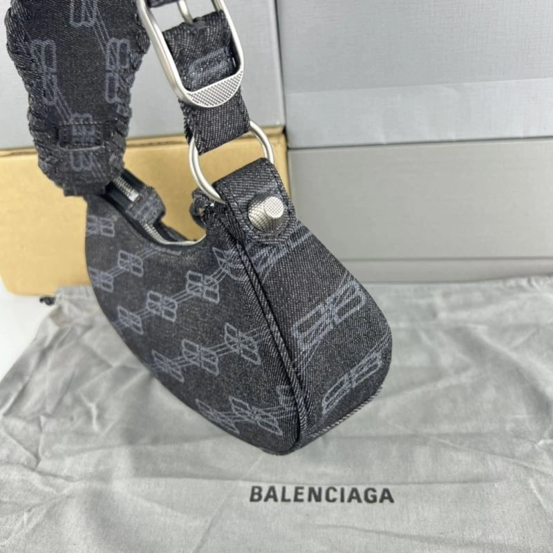 EasyCare Balenciaga Le Cagole Denim Print Crescent Bag with Mirror Pouch 78800