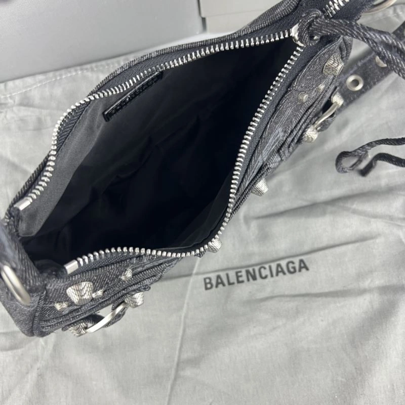 EasyCare Balenciaga Le Cagole Denim Print Crescent Bag with Mirror Pouch 78800