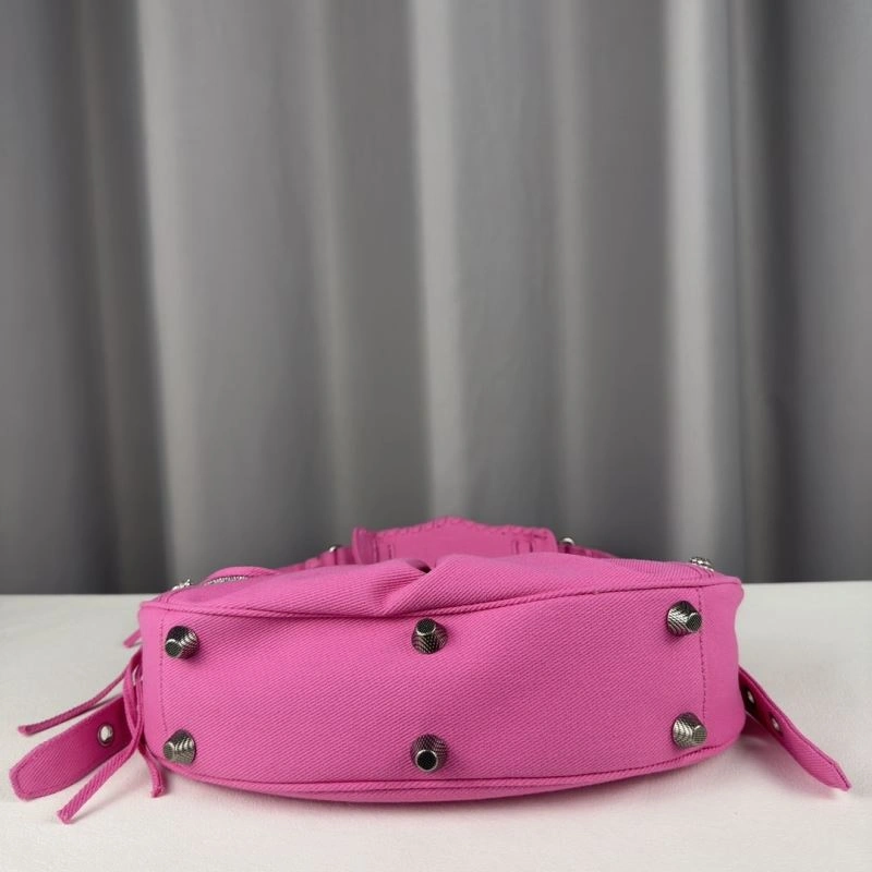 Balenciaga Le Cagole Diamond-Studded Pink Denim Crossbody Bag Packable 78382