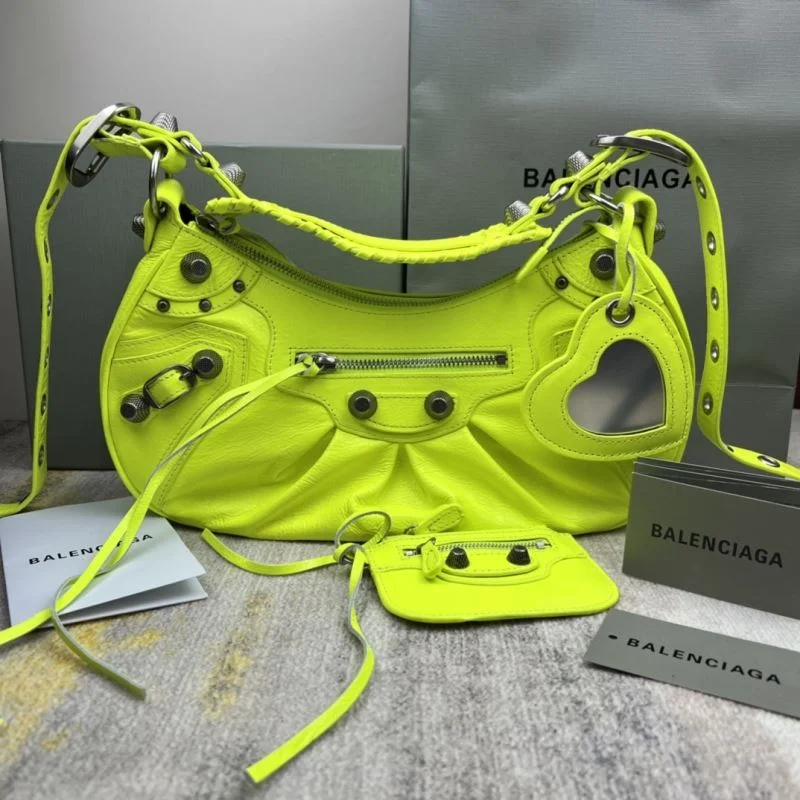 Reliable Balenciaga Le Cagole Fluo Yellow Motorcycle Dumpling Bag 38365