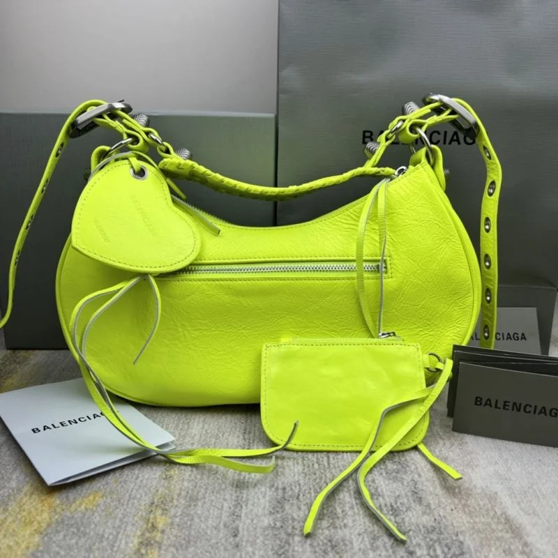 Reliable Balenciaga Le Cagole Fluo Yellow Motorcycle Dumpling Bag 38365