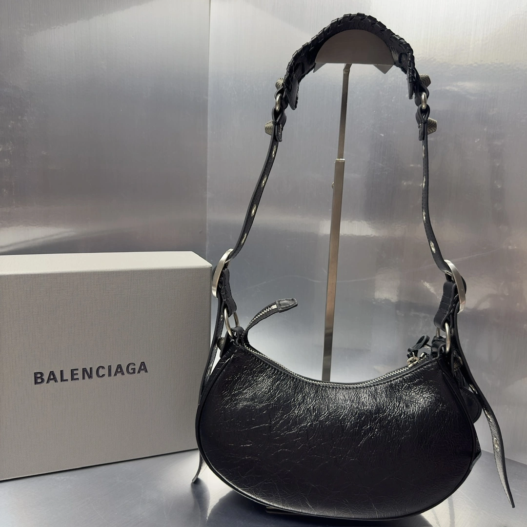 Affordable Balenciaga Le Cagole Graffiti Half-Moon Shoulder Bag - Retro Rock 72603