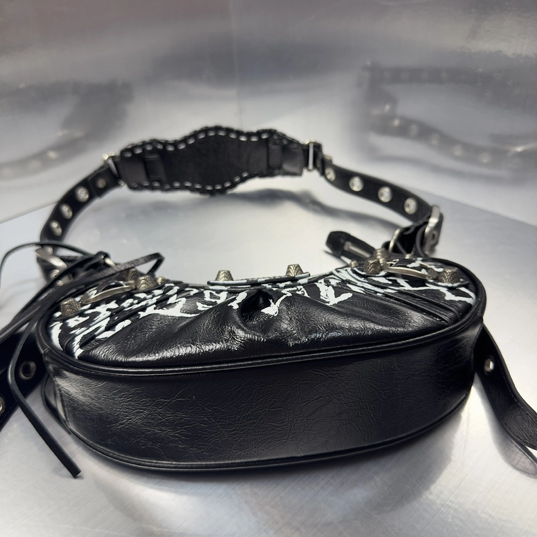Affordable Balenciaga Le Cagole Graffiti Half-Moon Shoulder Bag - Retro Rock 72603