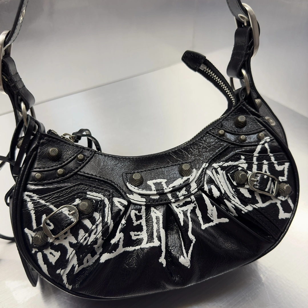 Affordable Balenciaga Le Cagole Graffiti Half-Moon Shoulder Bag - Retro Rock 72603