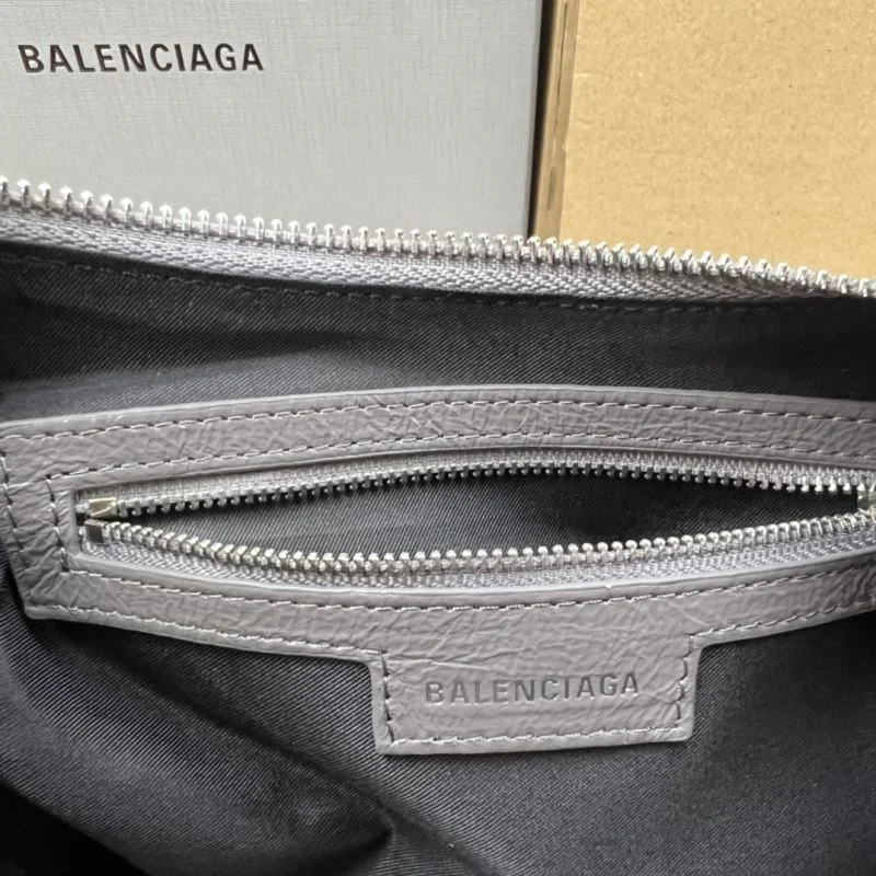 Upgraded Balenciaga Le Cagole Gray Leather Half-Moon Bag 38364