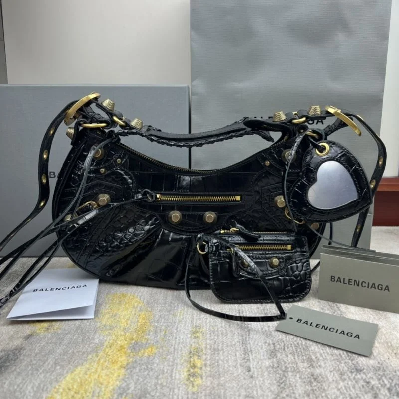 Thermal Balenciaga Le Cagole Half-Moon Crocodile Dumpling Bag 38345