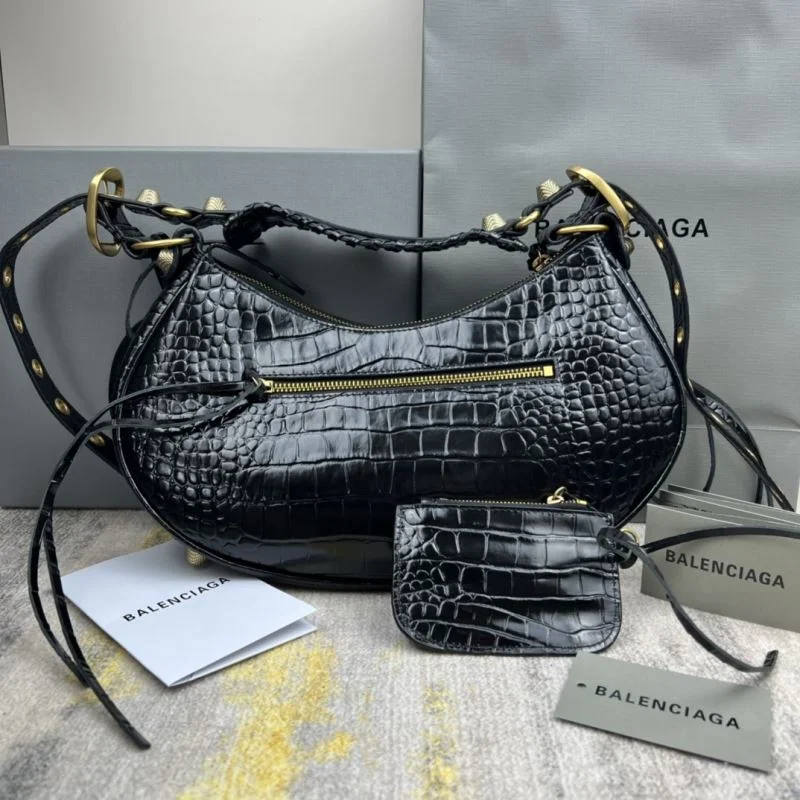Thermal Balenciaga Le Cagole Half-Moon Crocodile Dumpling Bag 38345