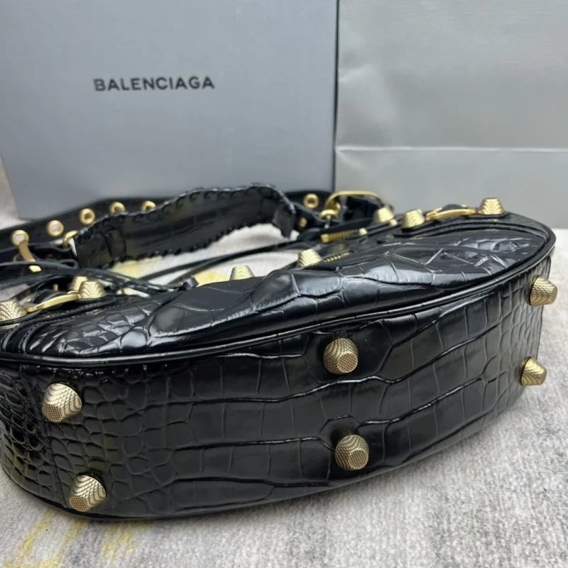 Thermal Balenciaga Le Cagole Half-Moon Crocodile Dumpling Bag 38345