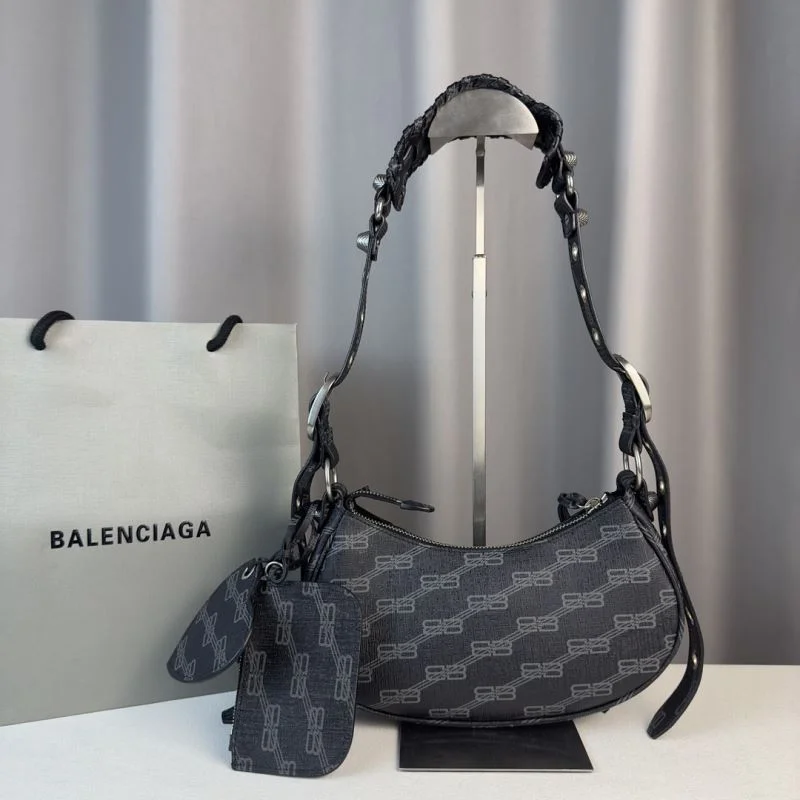 Thermal Balenciaga Le Cagole Half-Moon Crossbody Bag - Black 38391