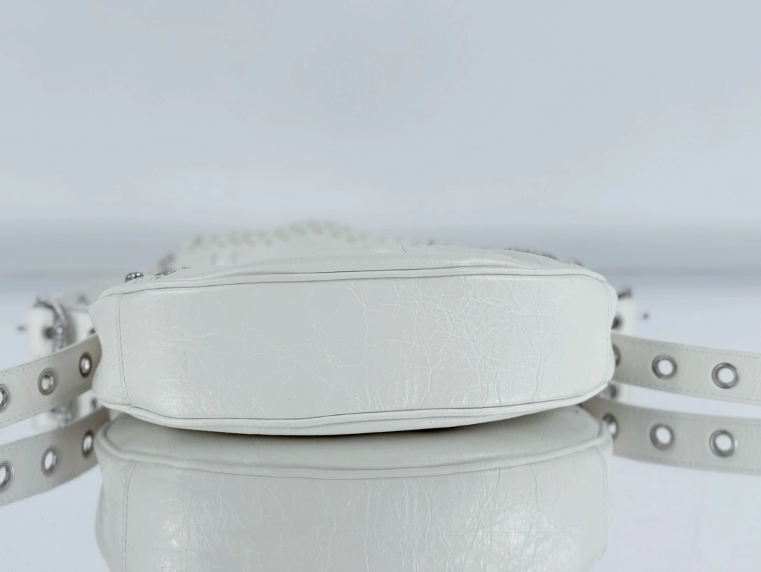 Balenciaga Le Cagole Half-Moon Dumpling Bag - Small White Wax Minimalist 61075
