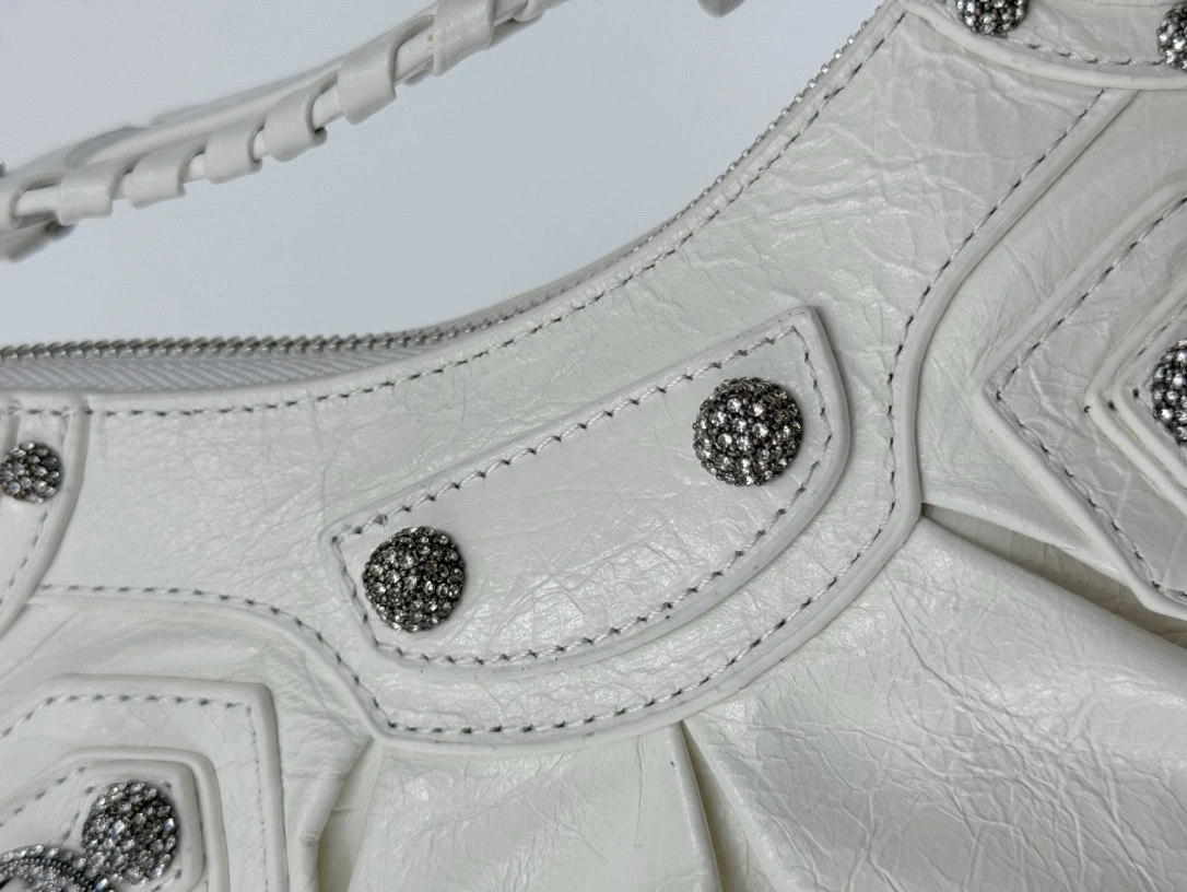 Balenciaga Le Cagole Half-Moon Dumpling Bag - Small White Wax Minimalist 61075