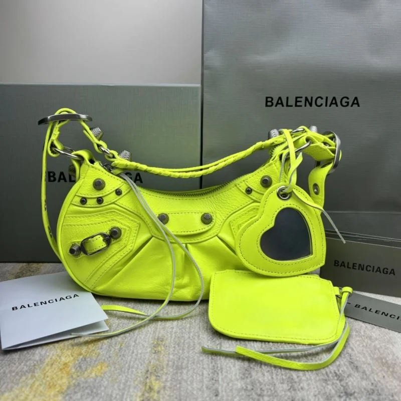 Original Balenciaga Le Cagole Half-Moon Dumpling Bag in Fluorescent Yellow 38337