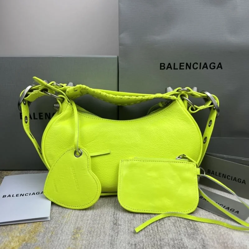 Original Balenciaga Le Cagole Half-Moon Dumpling Bag in Fluorescent Yellow 38337