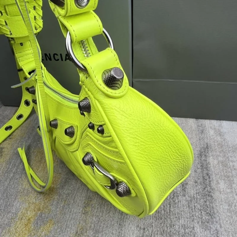 Original Balenciaga Le Cagole Half-Moon Dumpling Bag in Fluorescent Yellow 38337