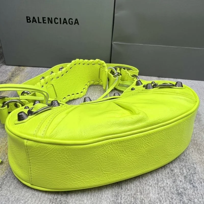 Original Balenciaga Le Cagole Half-Moon Dumpling Bag in Fluorescent Yellow 38337