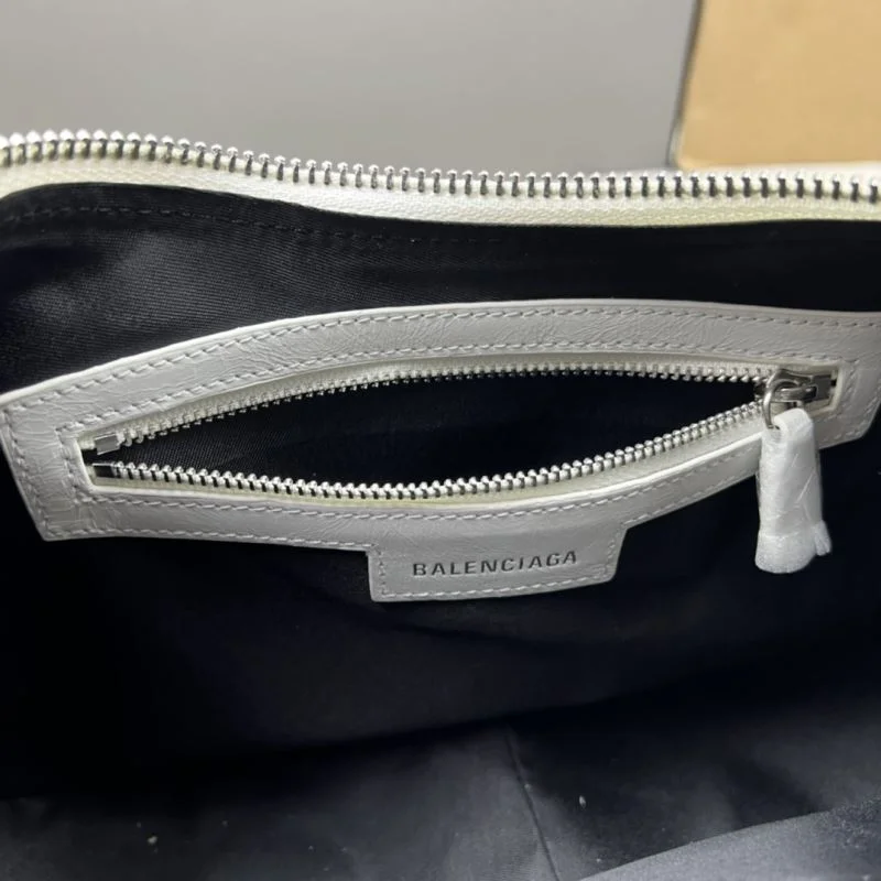 Compact Balenciaga Le Cagole Half-Moon Dumpling Bag in Oil Wax White 38378
