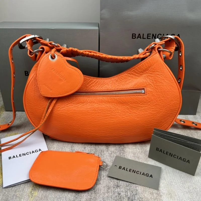Balenciaga Le Cagole Half-Moon Dumpling Bag in Orange Wax Efficient 38349