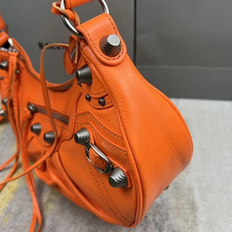 Balenciaga Le Cagole Half-Moon Dumpling Bag in Orange Wax Efficient 38349