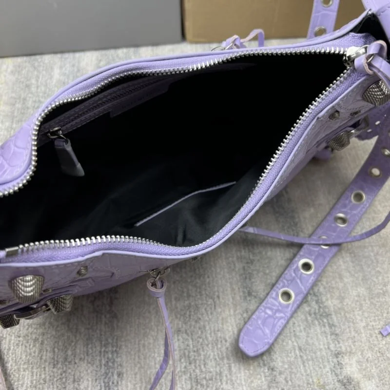 Balenciaga Le Cagole Half-Moon Dumpling Bag in Purple Croc Leather UrbanStyle 38371