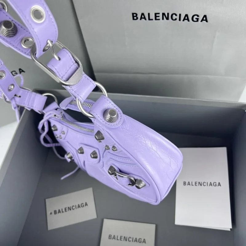 Balenciaga Le Cagole Half-Moon Dumpling Bag in Purple Supportive 38348