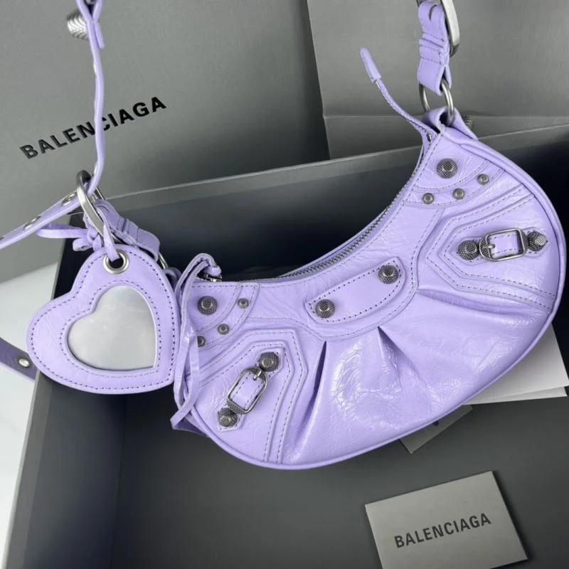 Balenciaga Le Cagole Half-Moon Dumpling Bag in Purple Supportive 38348
