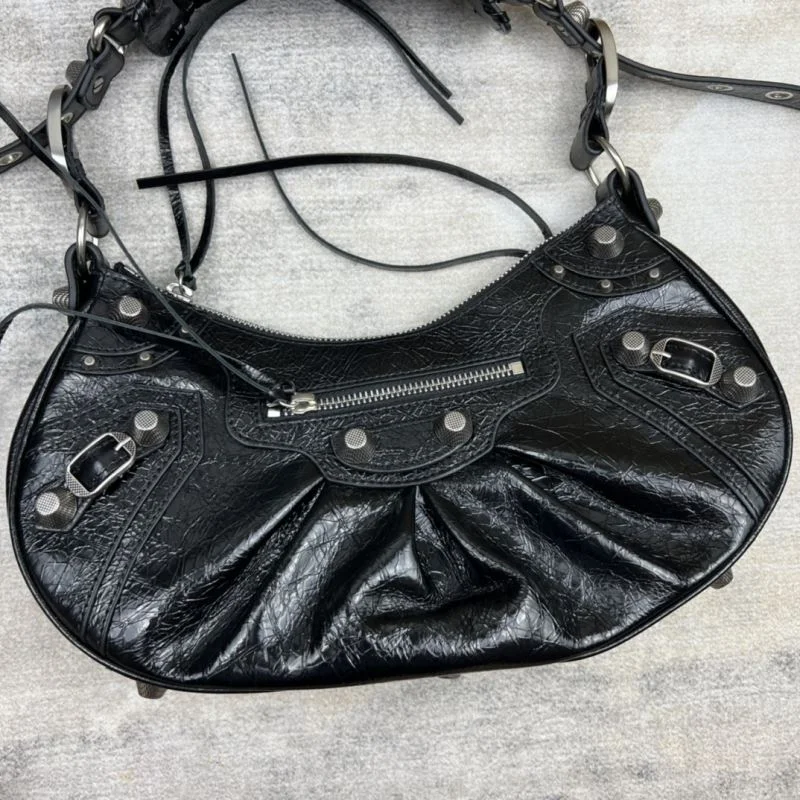 ZipUp Balenciaga Le Cagole Half-Moon Leather Dumpling Bag 38342